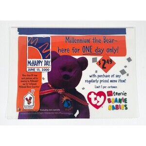Vtg 2000 McDonalds Millennium Y2K Beanie Baby Toy Translite Sign Promo One Day